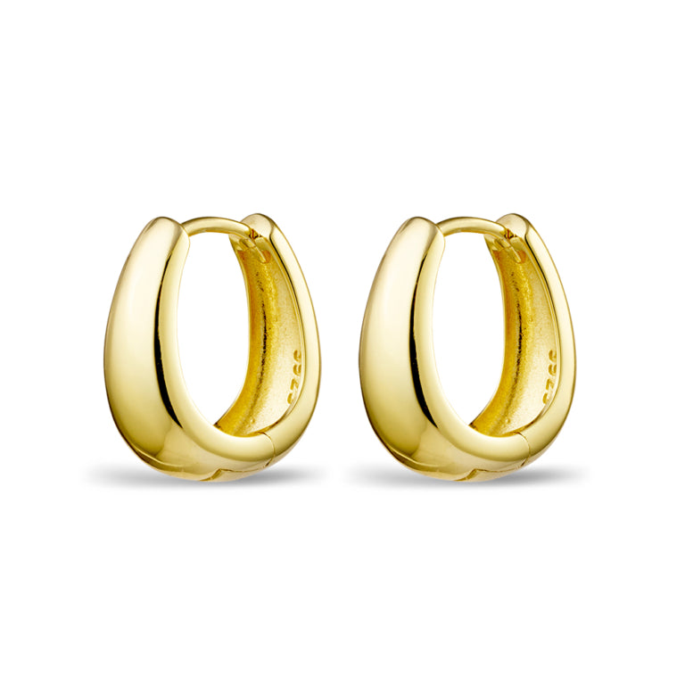 Sterling Silver Gold plated Chunky Hoop Earrings