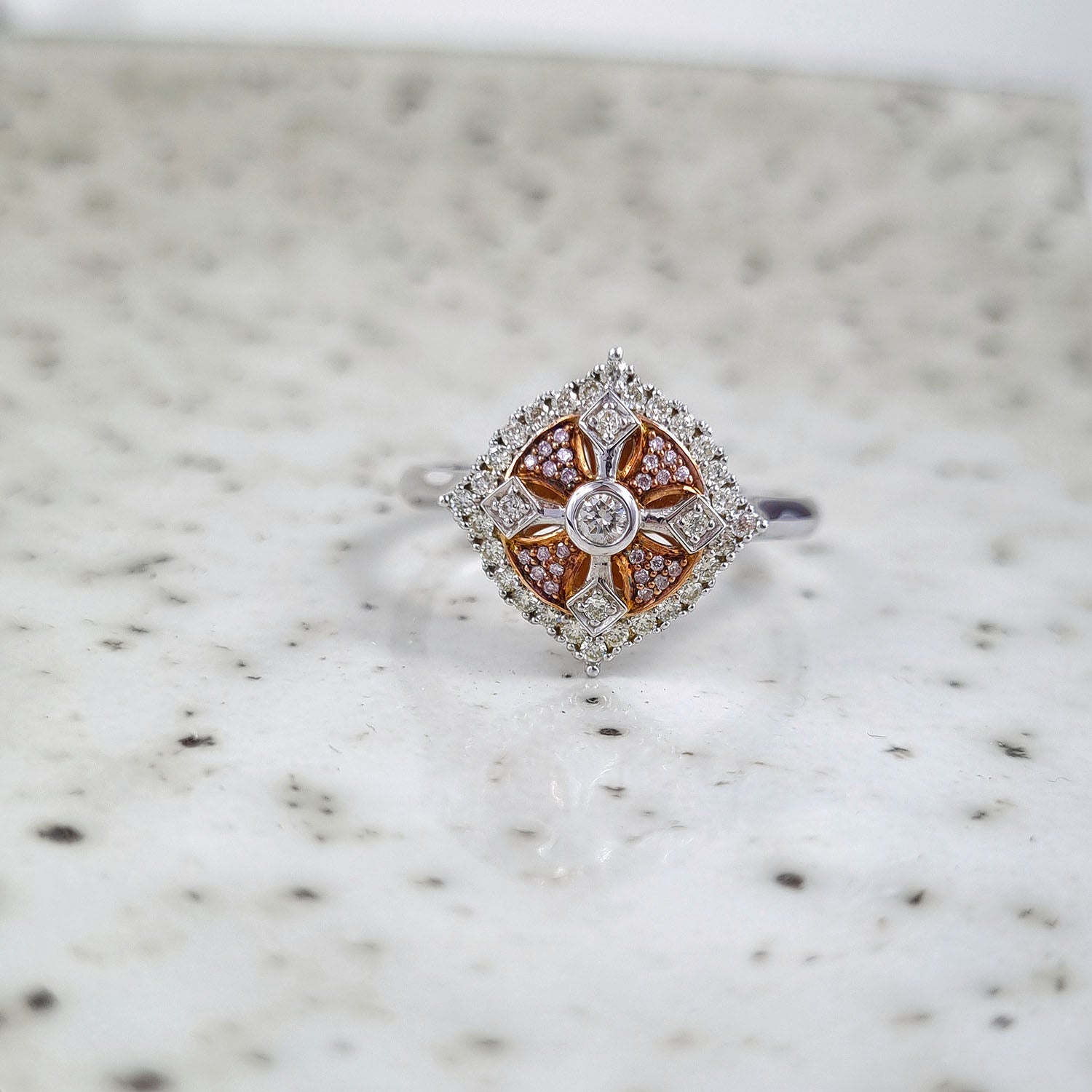 9ct Rose & White Gold 'Pink Caviar' Diamond ring, 0.30 carats total.