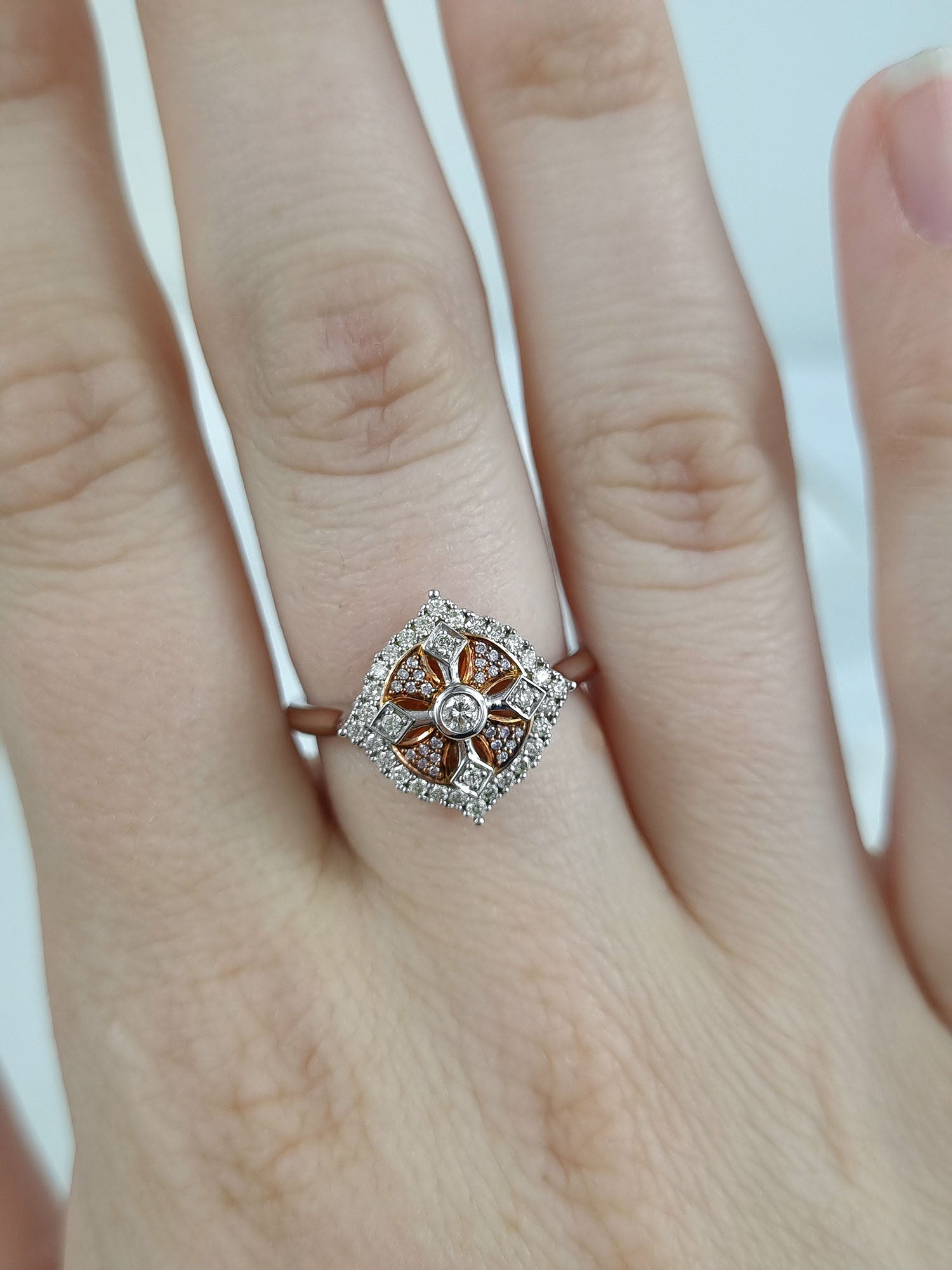 9ct Rose & White Gold 'Pink Caviar' Diamond ring, 0.30 carats total.