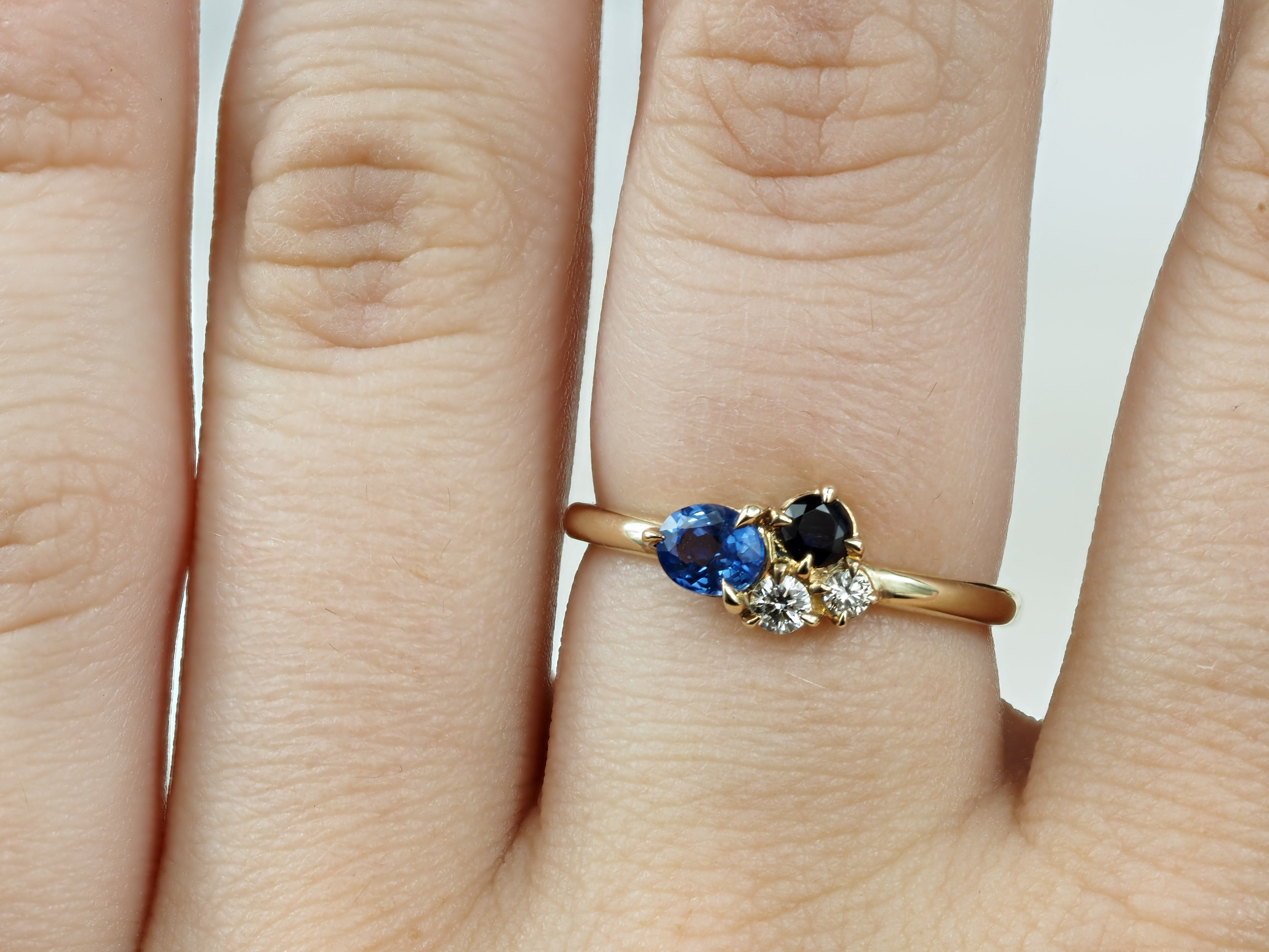 9ct Yellow Gold Ceylon, Sapphire and Diamond ring
