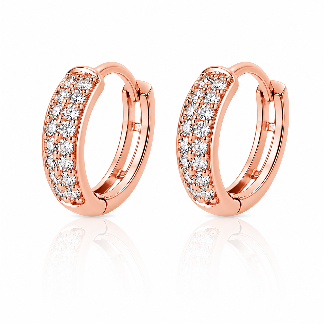 9ct Rose Gold Cubic Zirconia Huggie Earrings