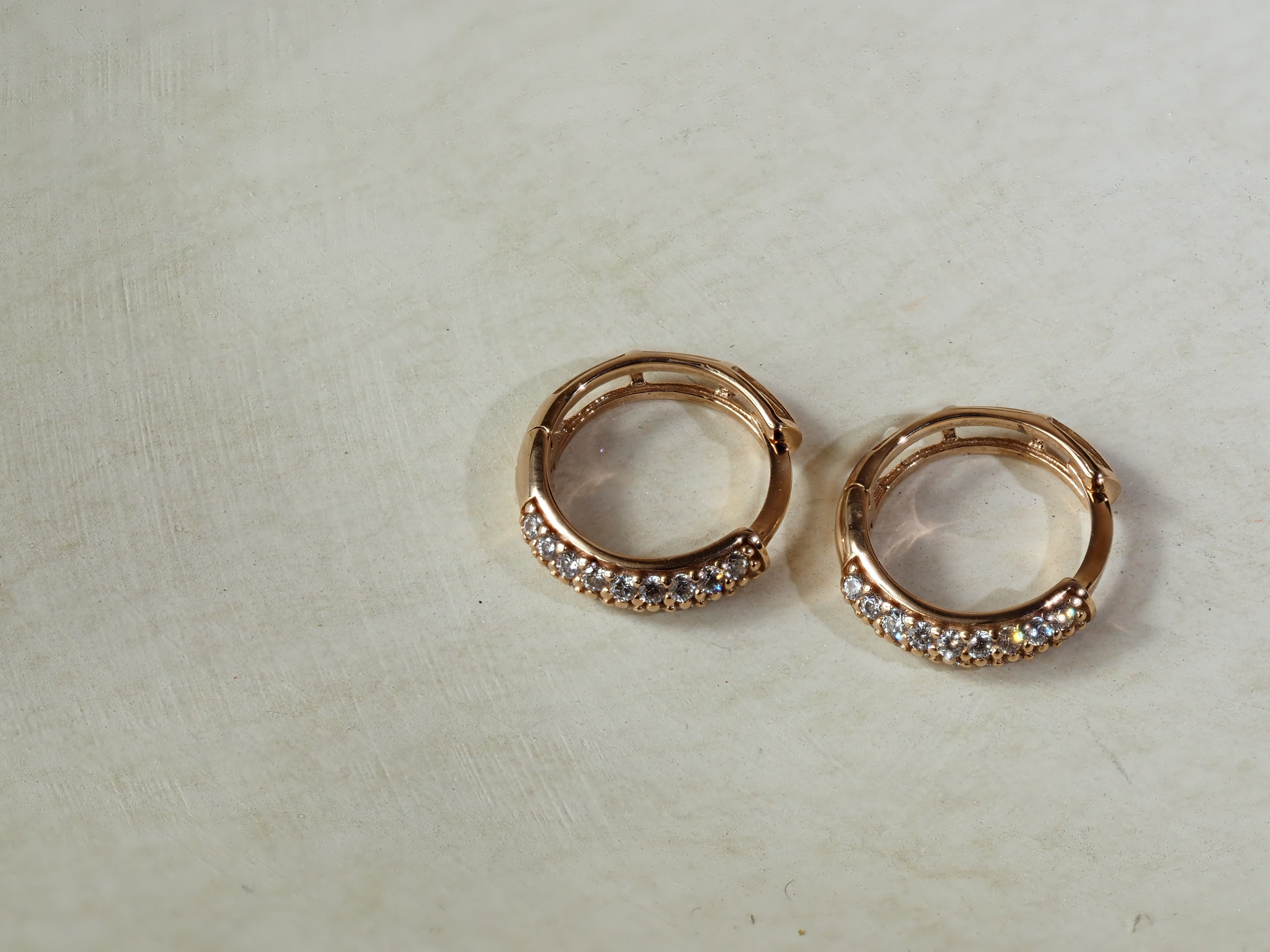 9ct Rose Gold Cubic Zirconia Huggie Earrings
