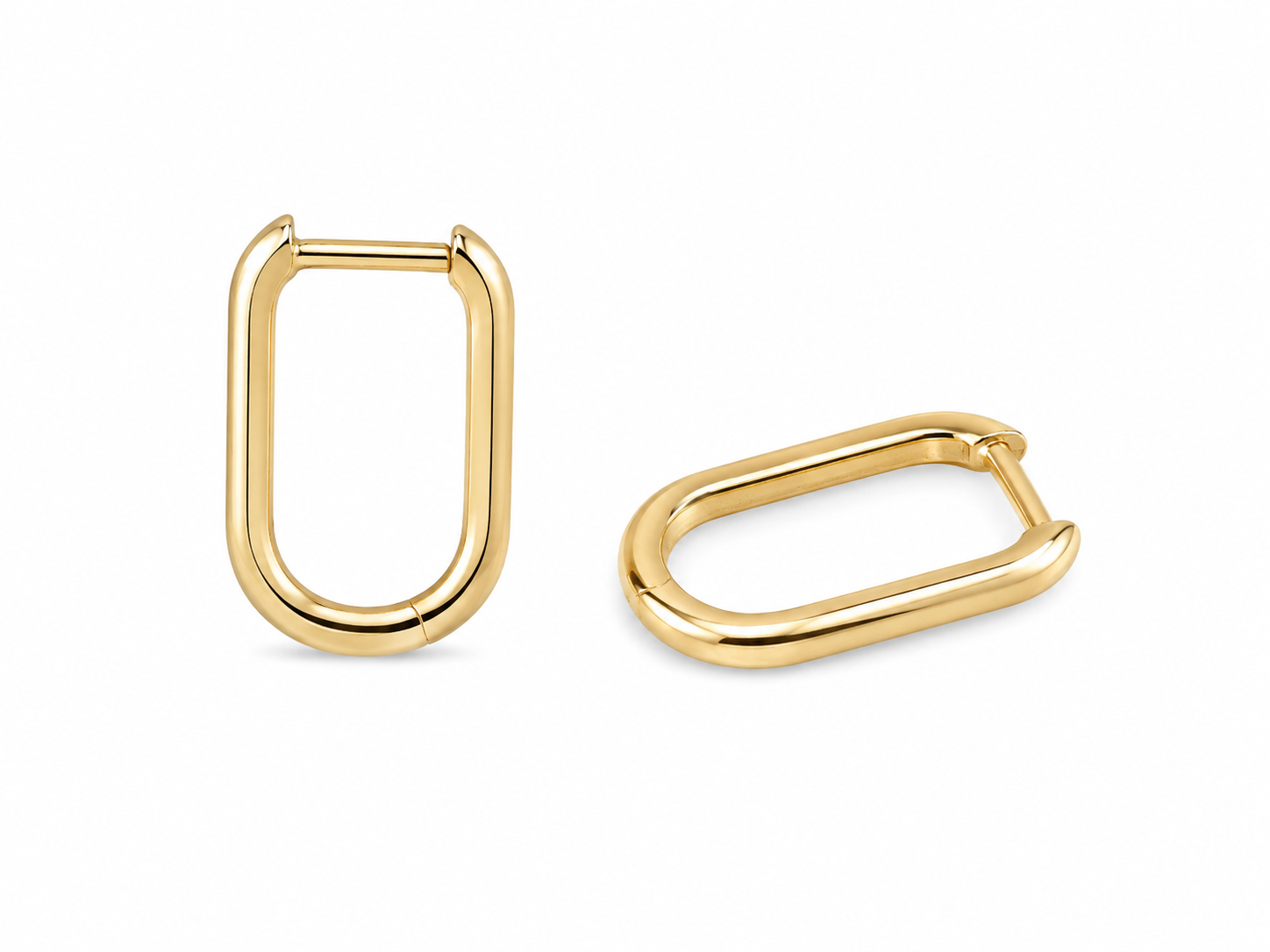 9ct Yellow Gold Paperclip Huggie Earrings