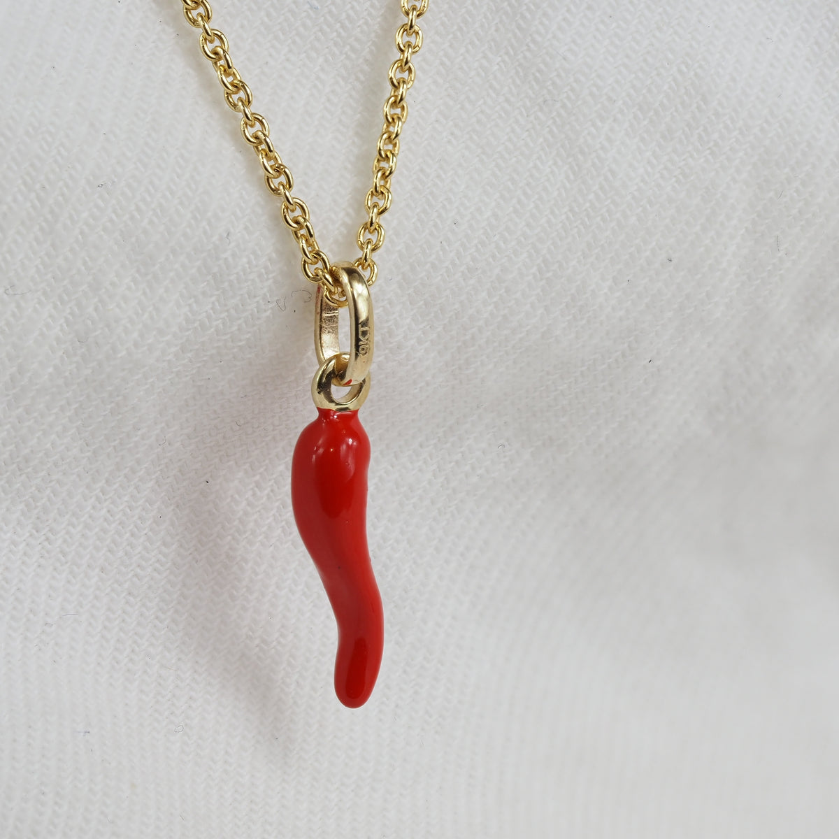 9ct Yellow Gold Red Enamel Chilli Pendant