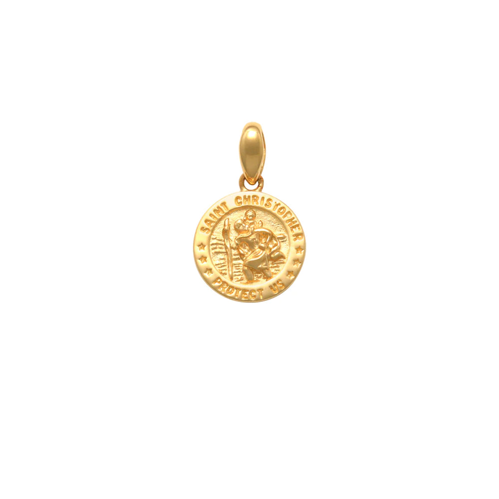 9ct Yellow Gold Round St Christopher Pendant, 6mm