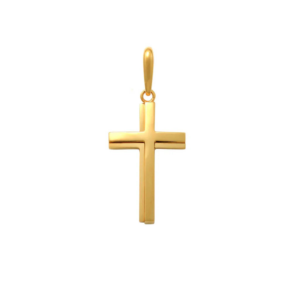 9ct Yellow Gold Raised Cross Pendant, 25mm