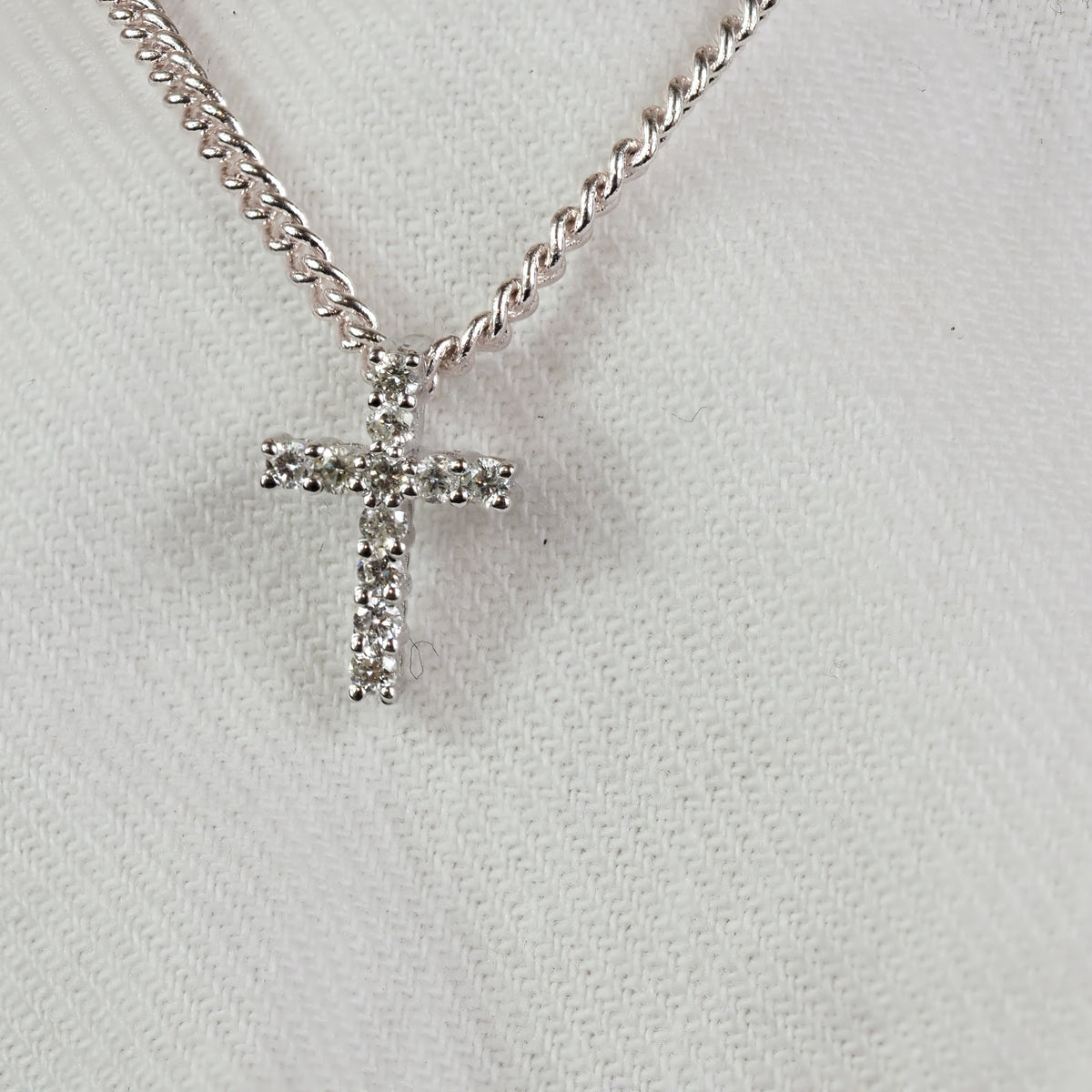 9ct White Gold Diamond Slider Cross Pendant, 0.10ct