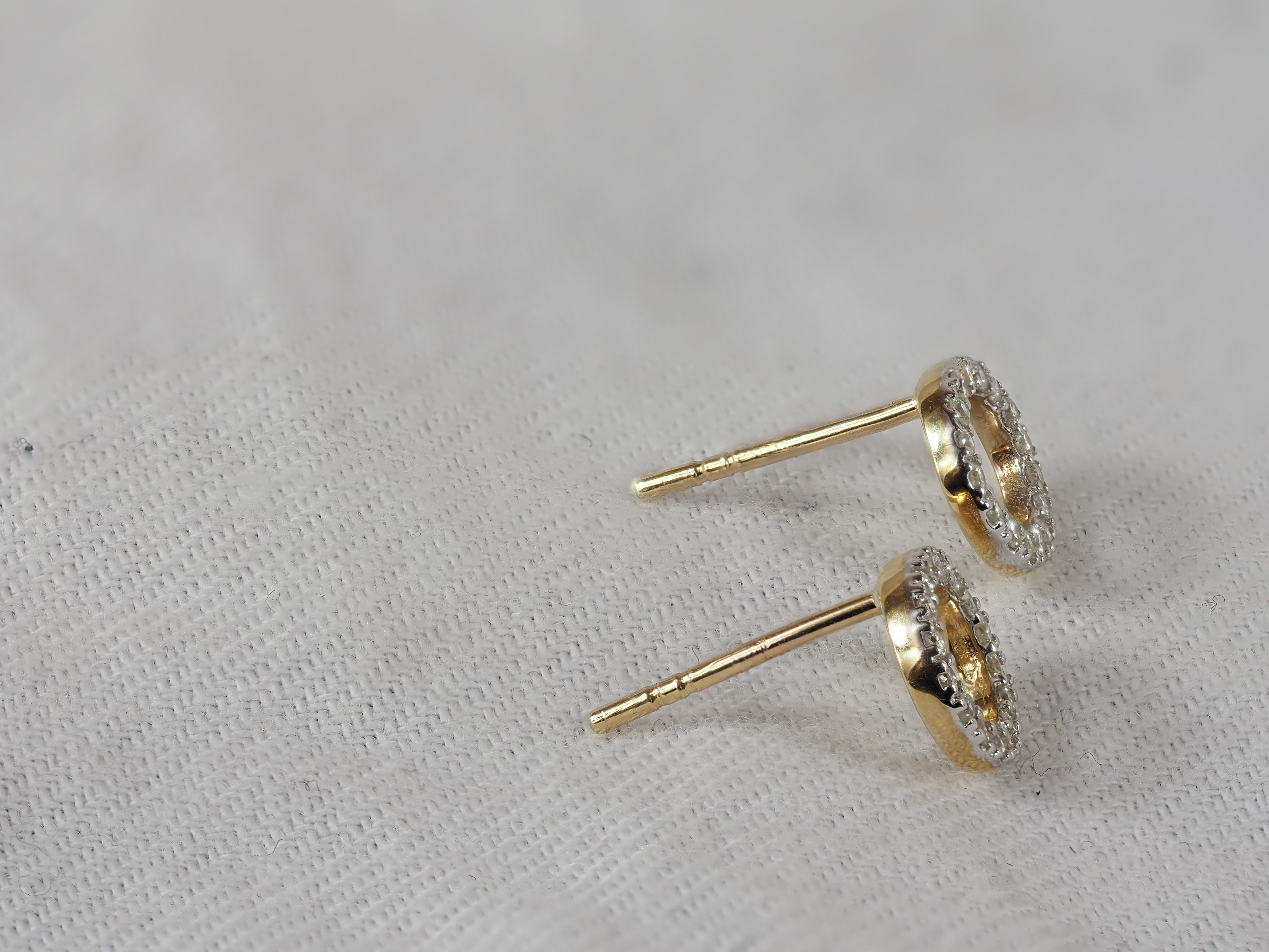 9ct Yellow Gold Open Circle Diamond Stud Earrings