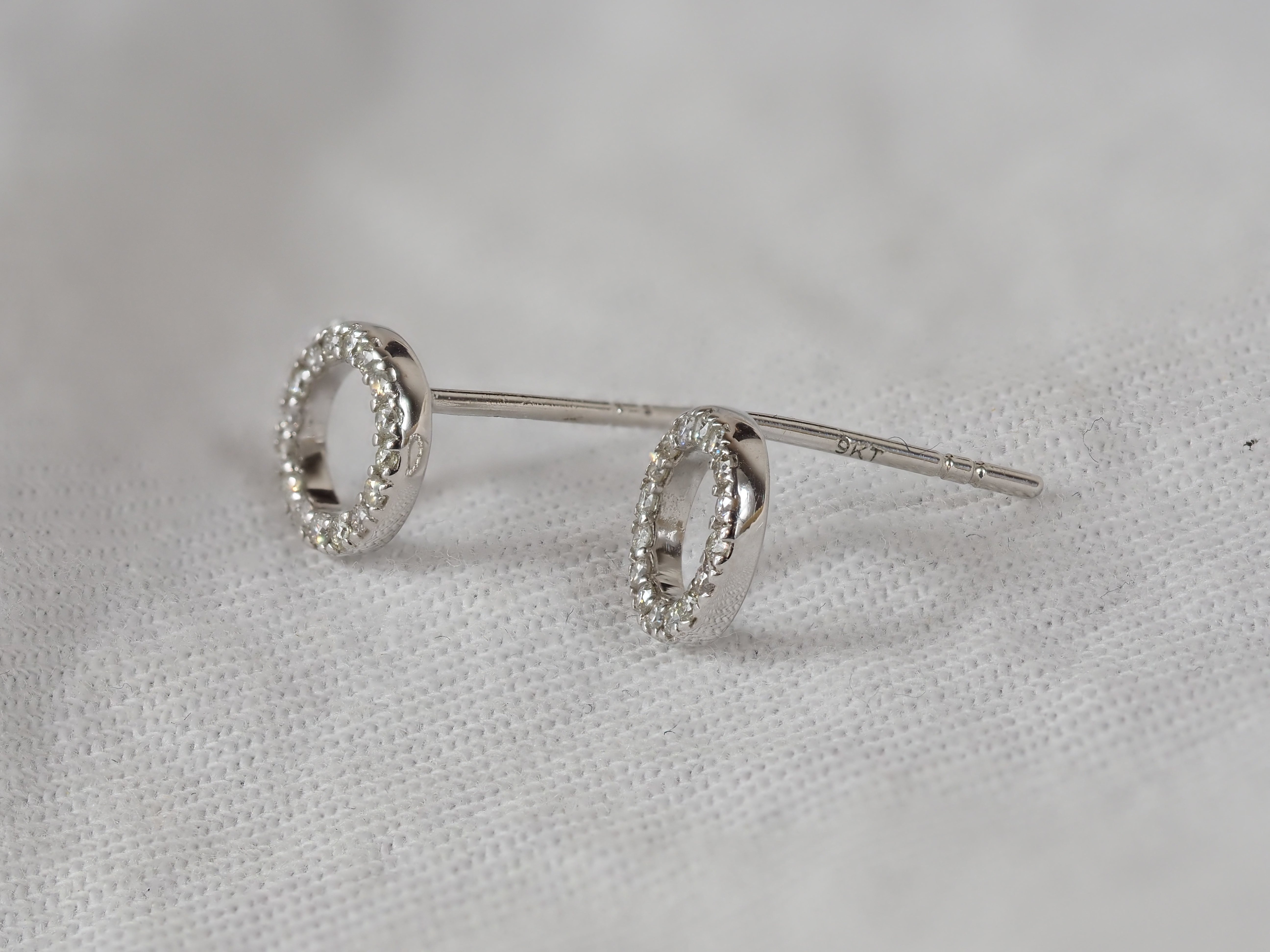9ct White Gold Open Circle Diamond Stud Earrings, 0.32ct total