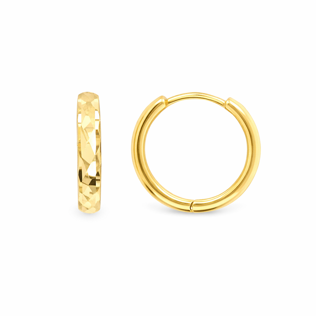 9ct Yellow Gold Diamond Cut Huggie Earrings