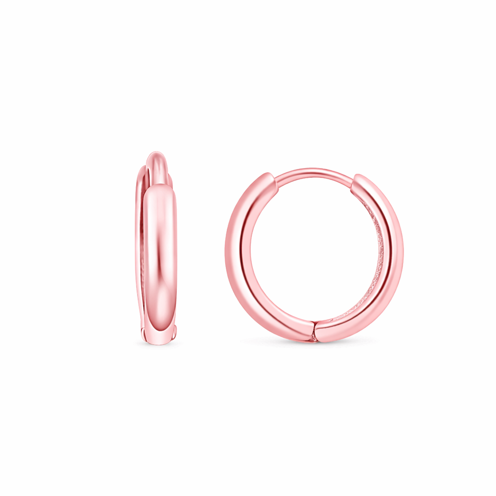 9ct Rose Gold Round Huggie Earrings