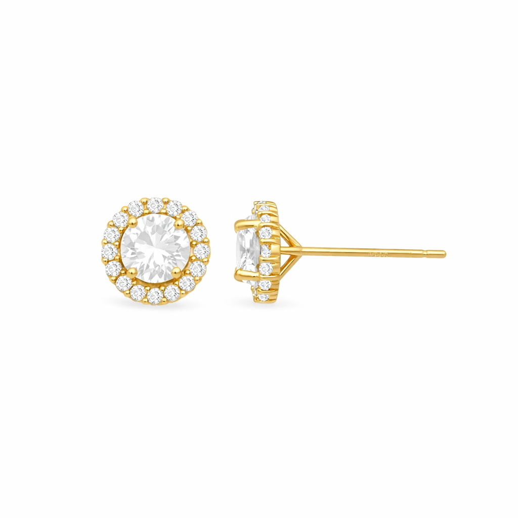 9ct Yellow Gold Cubic Zirconia Stud Earrings