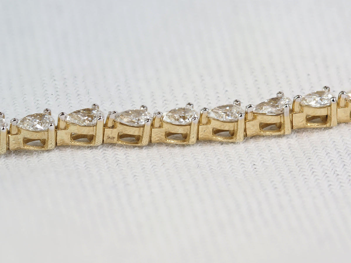 9ct Yellow Gold Lab-Grown Pear Diamond Tennis Bracelet, 2.40ct Total