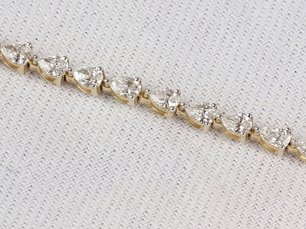 9ct Yellow Gold Lab-Grown Pear Diamond Tennis Bracelet, 2.40ct Total