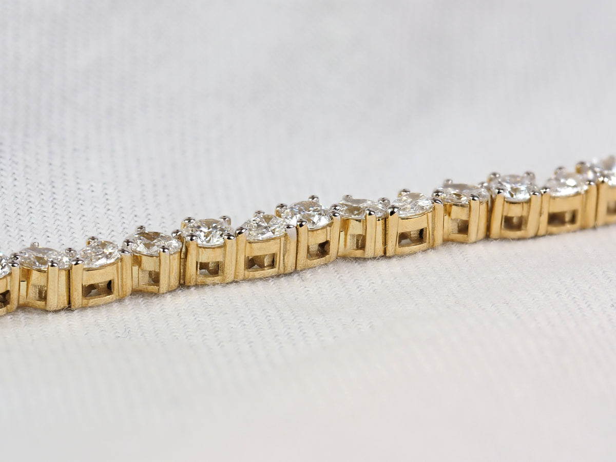 9ct Yellow Gold Lab-Grown Mixed-Cut Diamond Tennis Bracelet, 4.80ct Total