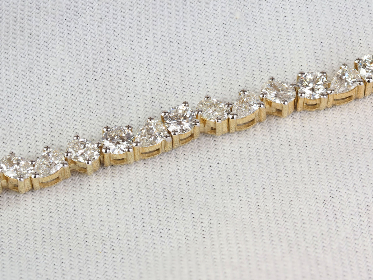 9ct Yellow Gold Lab-Grown Mixed-Cut Diamond Tennis Bracelet, 4.80ct Total