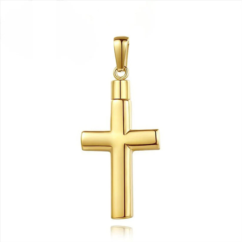 9ct Yellow Gold Cross Funeral Ashes Urn Pendant