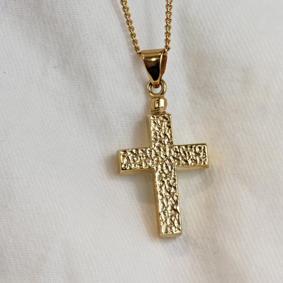 9ct Yellow Gold Cross Funeral Ashes Urn Pendant