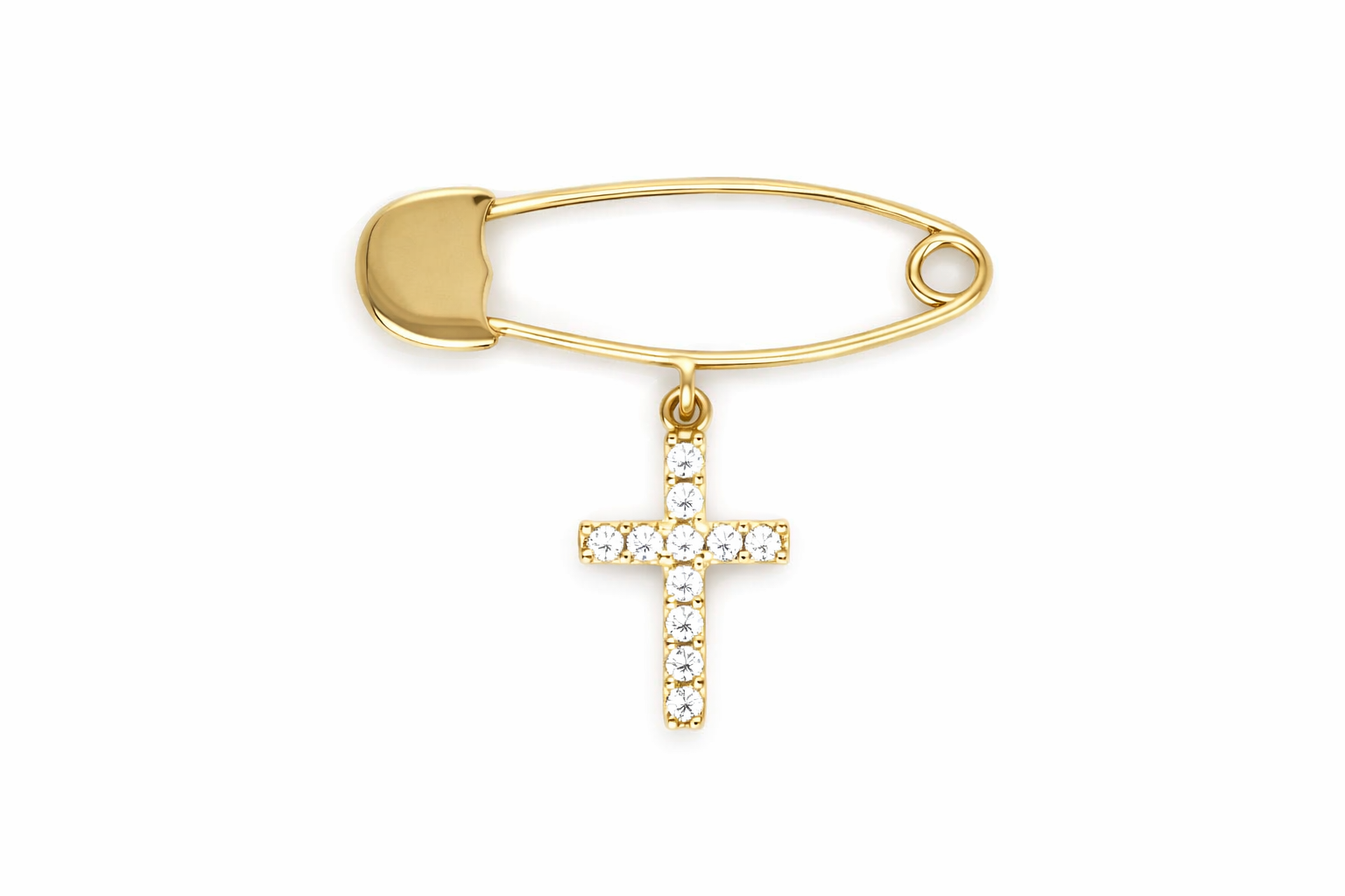 9ct Yellow Gold Pin with Cubic Zirconia Charm