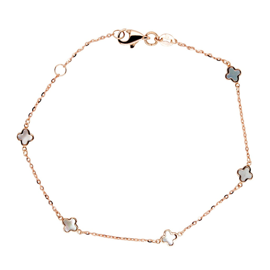 9ct Rose Gold Bracelet with Clovers