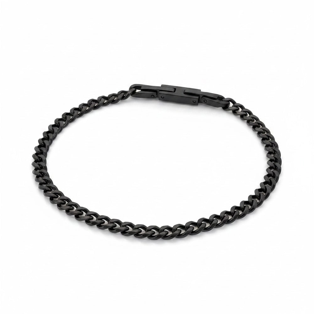 Solv Black-Plated Stainless Steel 4mm Cuban Link Bracelet