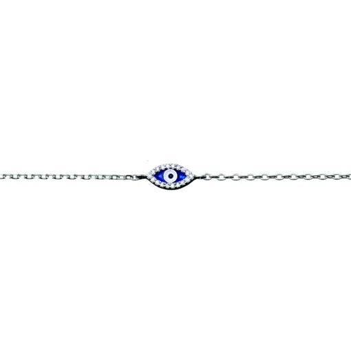 Sterling Silver Greek Eye Bracelet, 19cm
