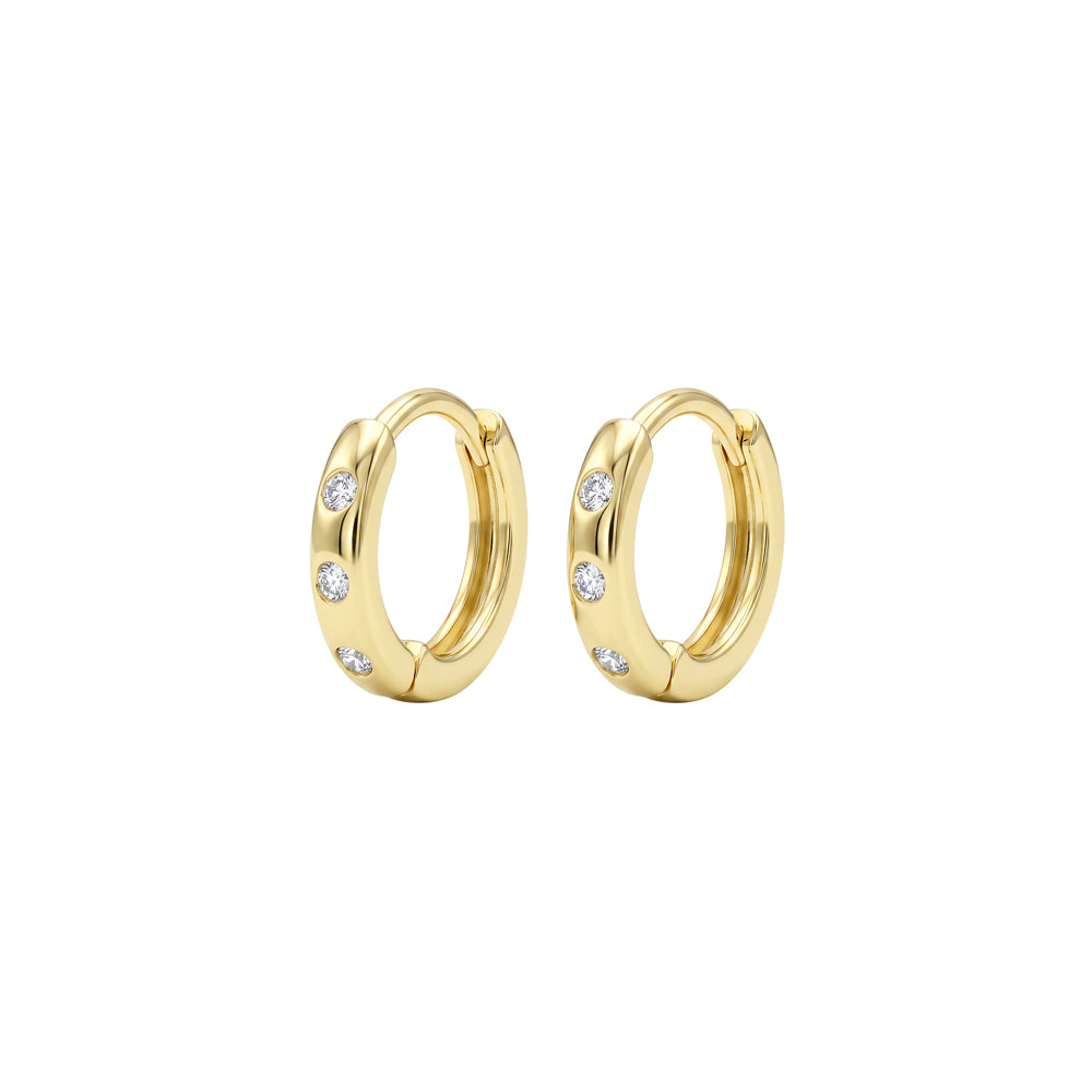Solv Sterling Silver Gold-Plated 9mm Cubic Zirconia Mini Hoop Earrings