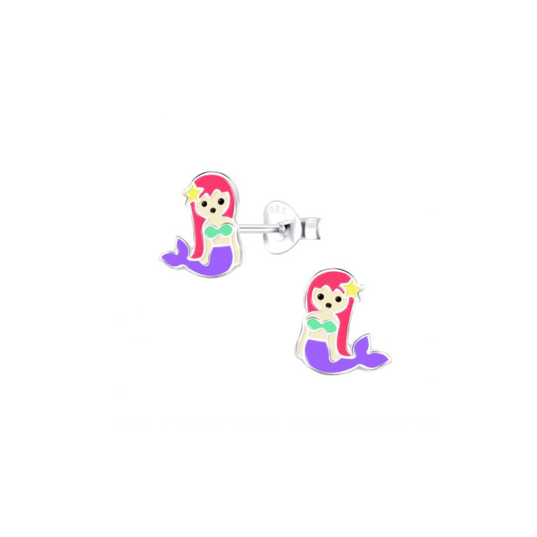 Sterling Silver Mermaid Stud Earrings