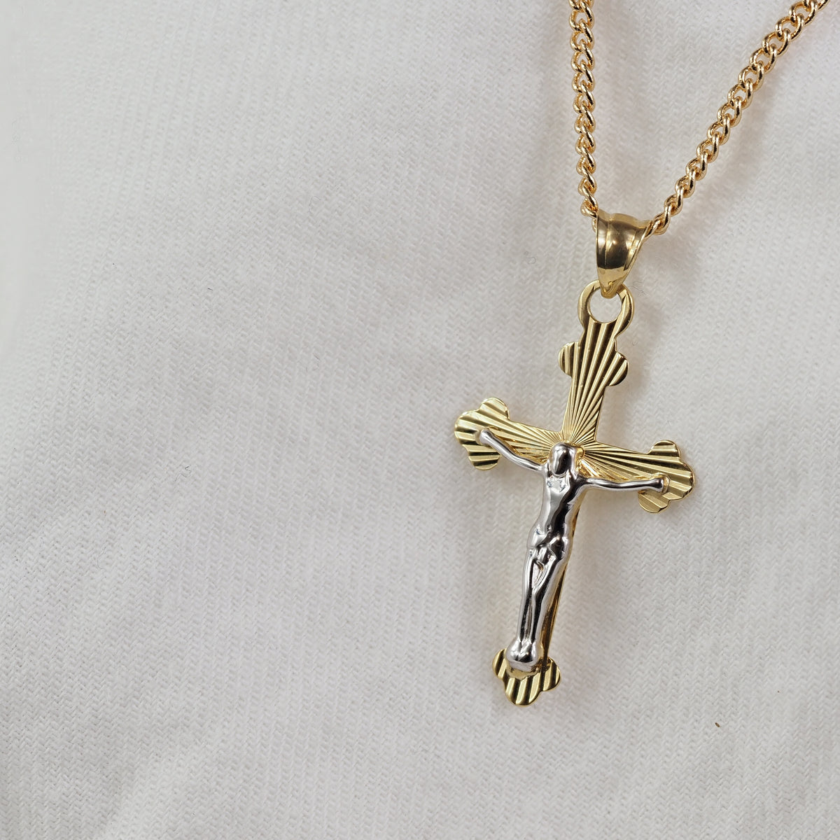 9ct Yellow and White Gold Crucifix