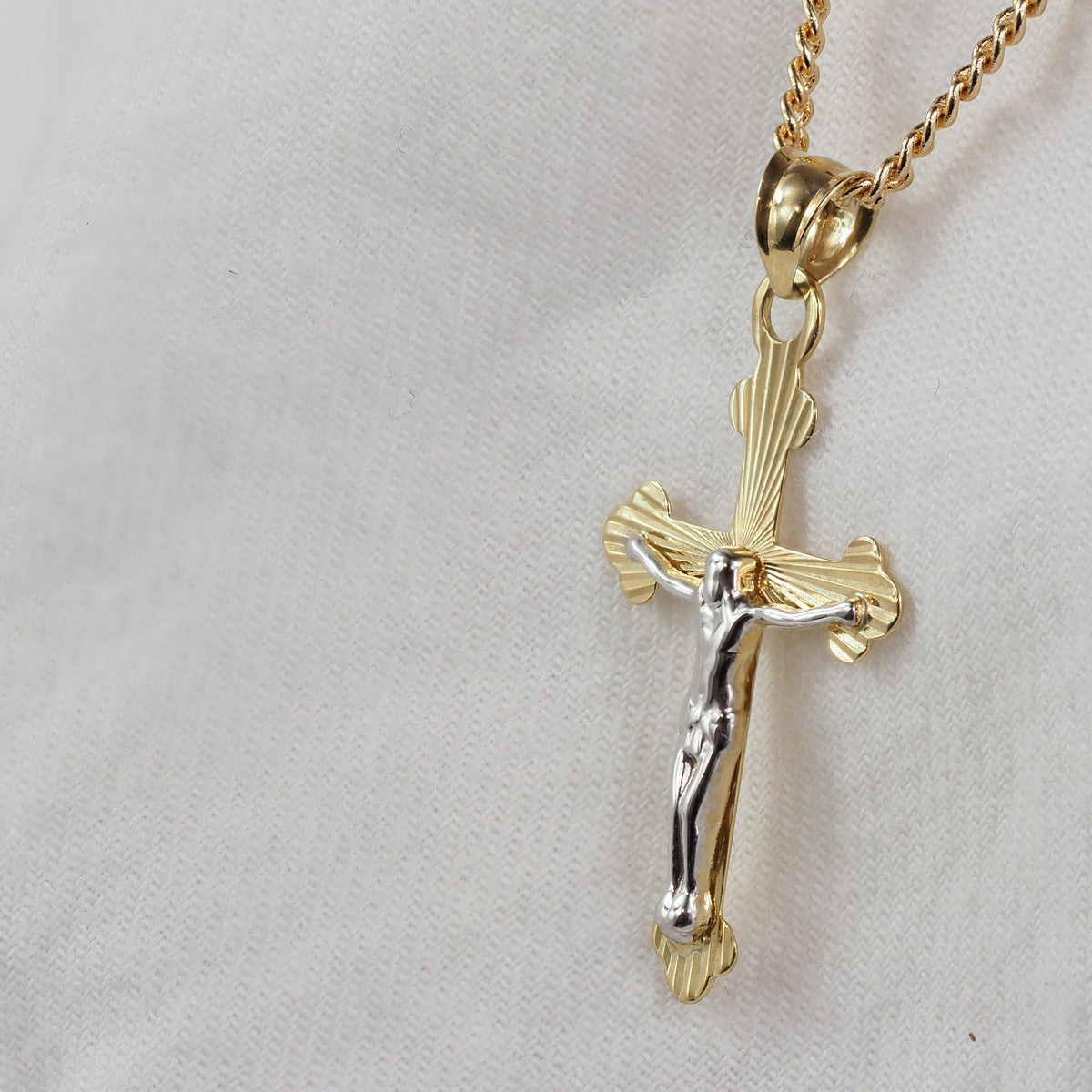 9ct Yellow and White Gold Crucifix