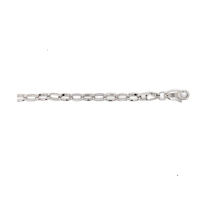 9ct White Gold Oval Belcher Bracelet, 19cm