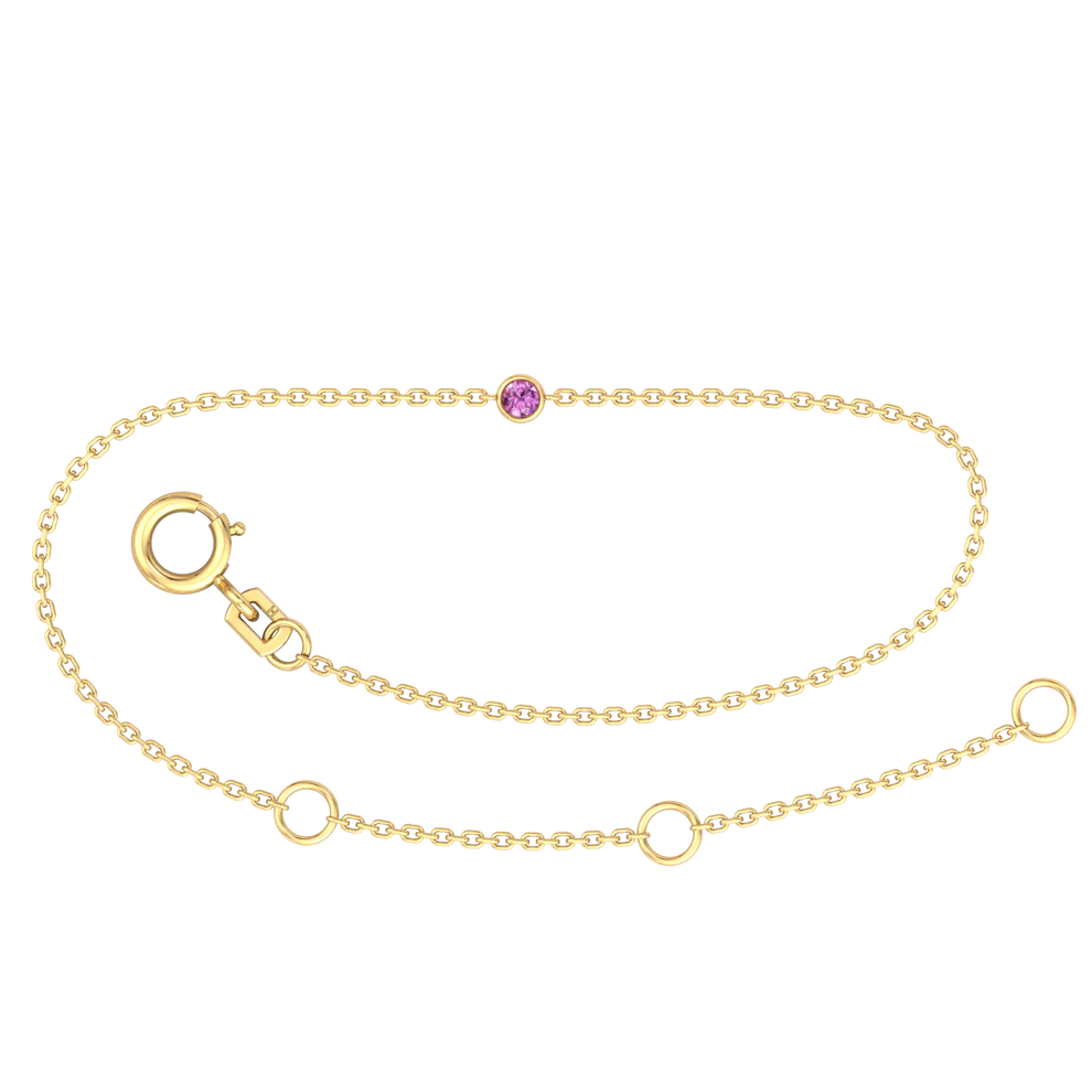 9ct Yellow Gold Pink Sapphire Bracelet, 19.5cm