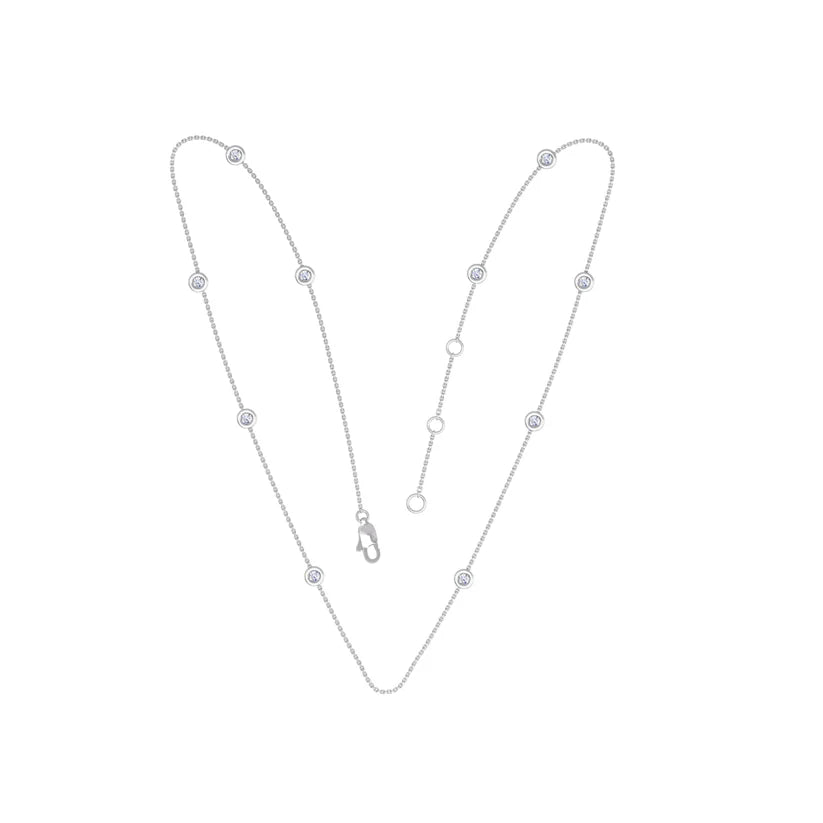 9ct White Gold Diamond Necklet, 50cm