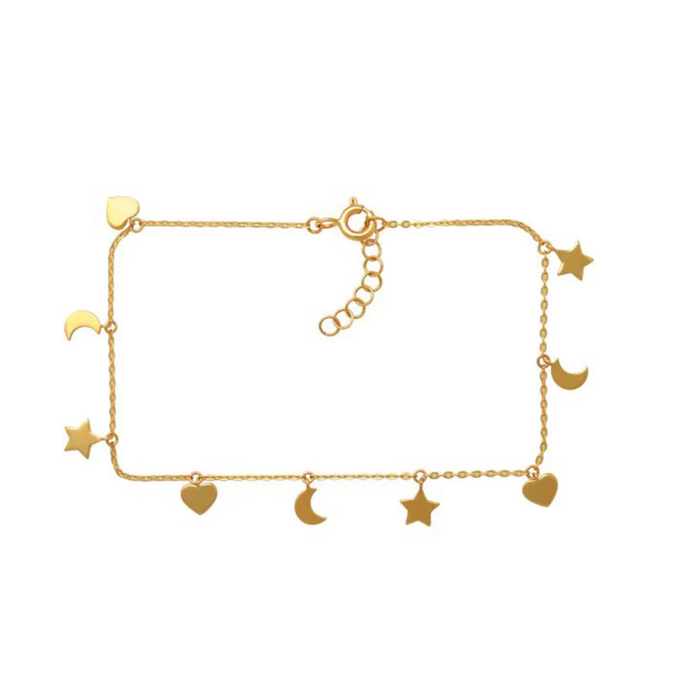 9ct Yellow Gold Dangle Bracelet, 19cm