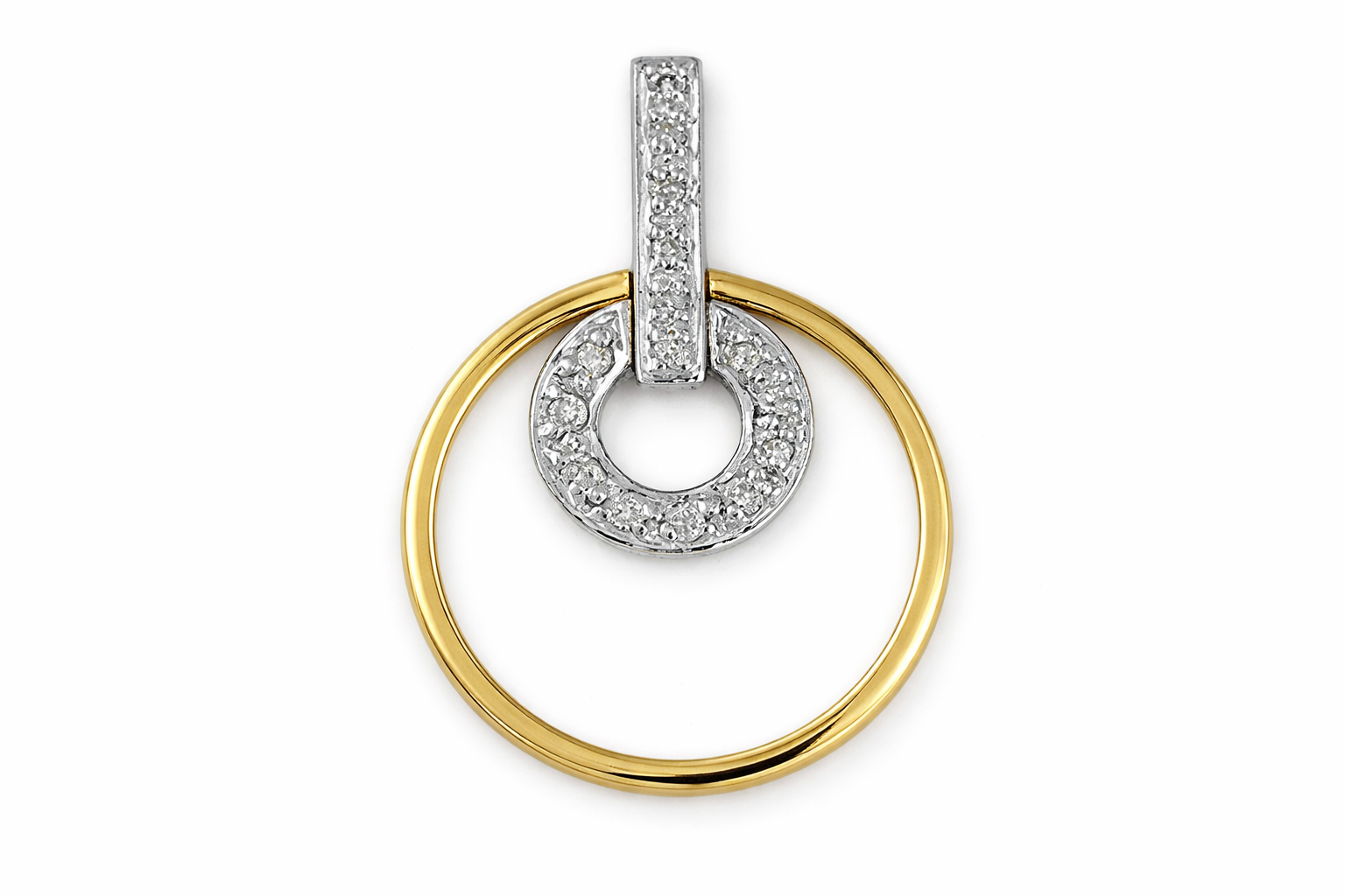 9ct Yellow Gold Double Circle Pendant, 15.5mm