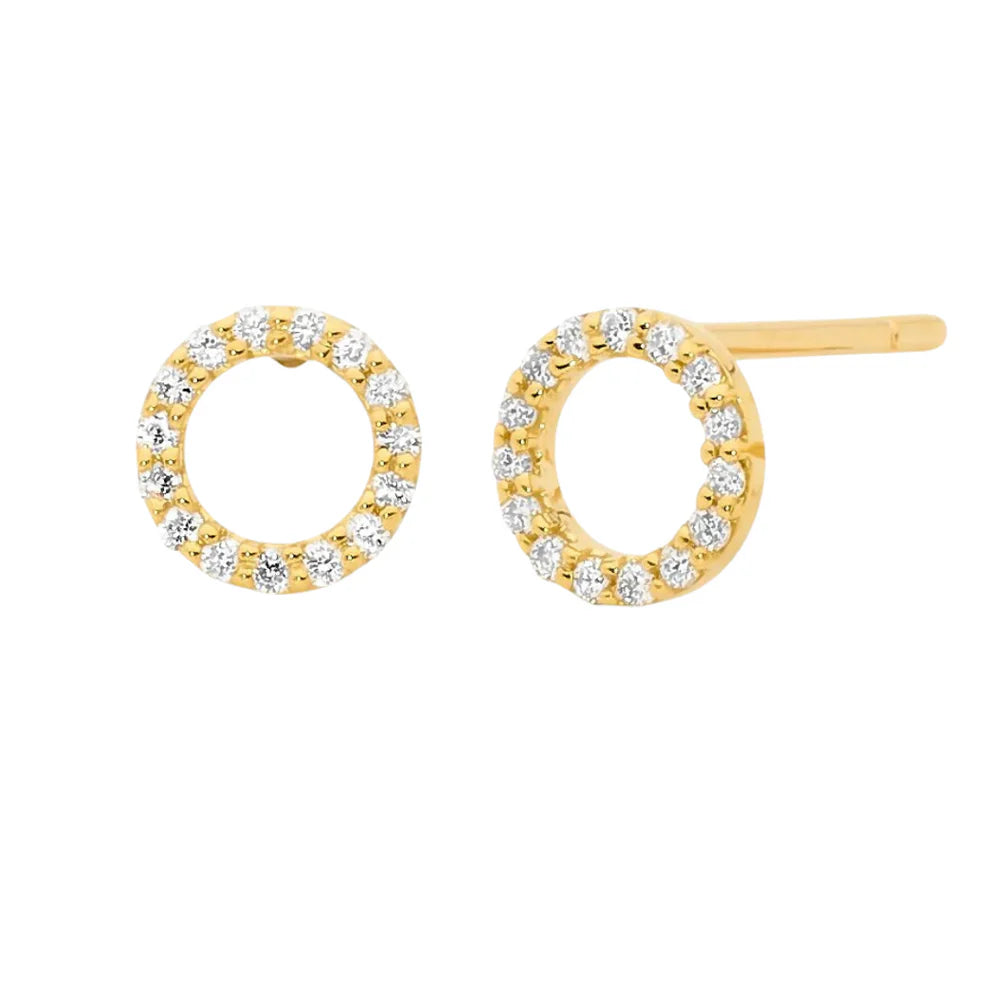 9ct Yellow Gold Open Circle Stud Earrings