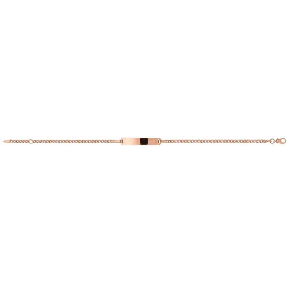 9ct Rose Gold ID Plate Bracelet, 19cm