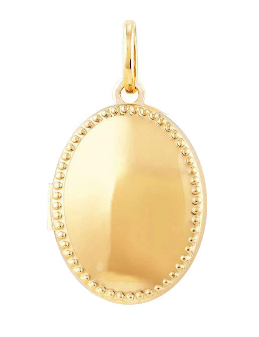 9ct Yellow Gold Beaded Oval Locket, 18mm