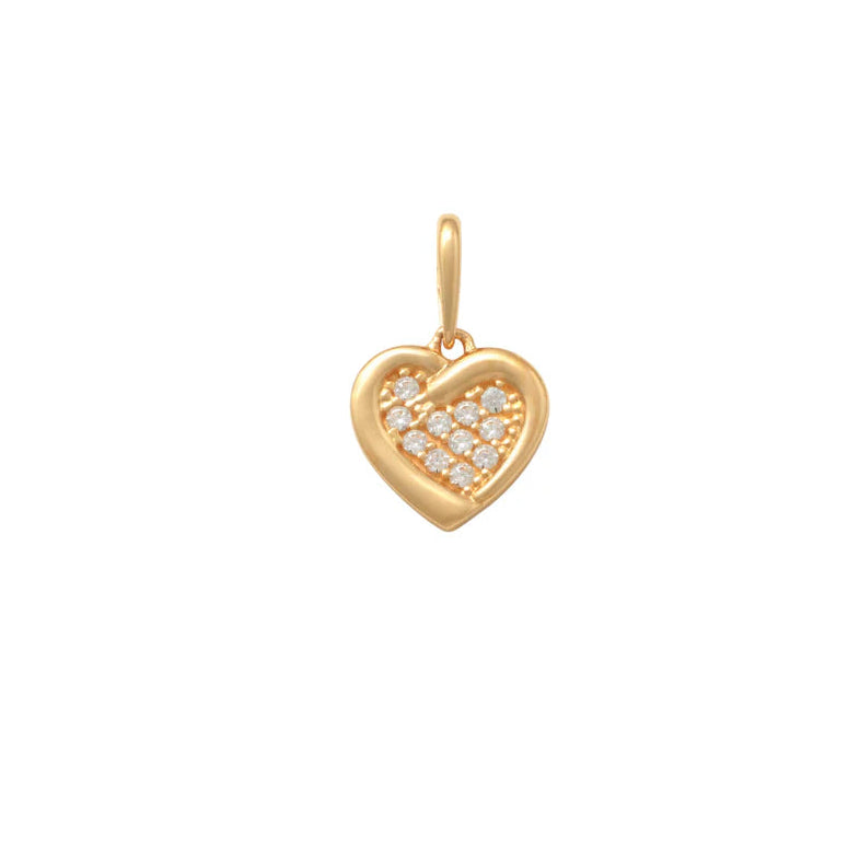9ct Yellow Gold Cubic Zirconia Heart Pendant
