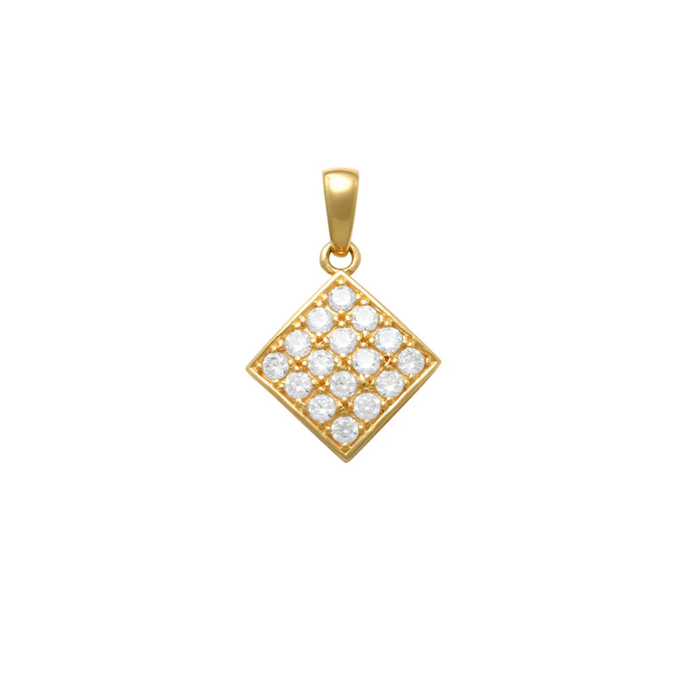 9ct Yellow Gold Cubic Zirconia Diamond Shaped Pendant
