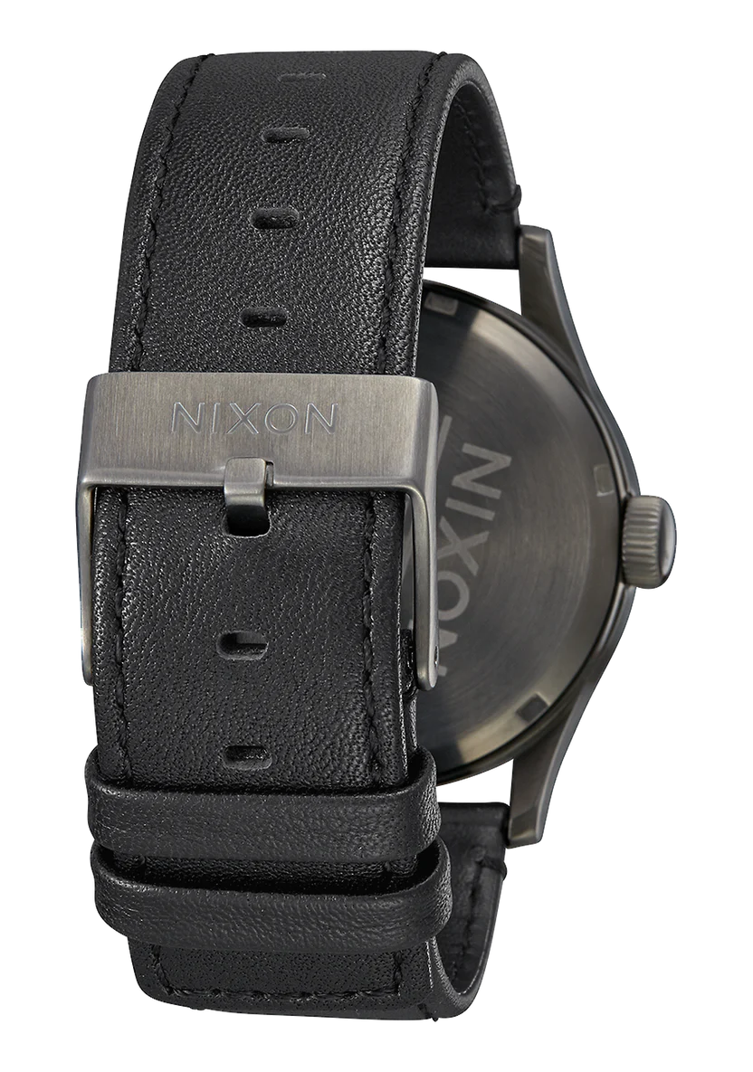 Nixon Sentry Gunmetal Leather Watch
