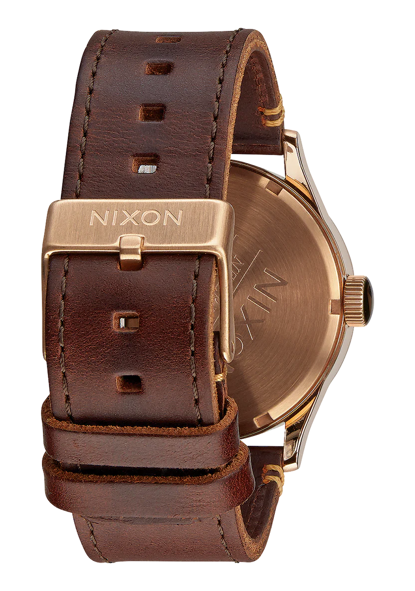 Nixon Sentry Leather Rose Gold Leather Watch