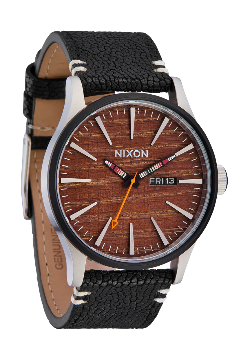 Nixon Sentry Silver, Rosewood and Black Watch