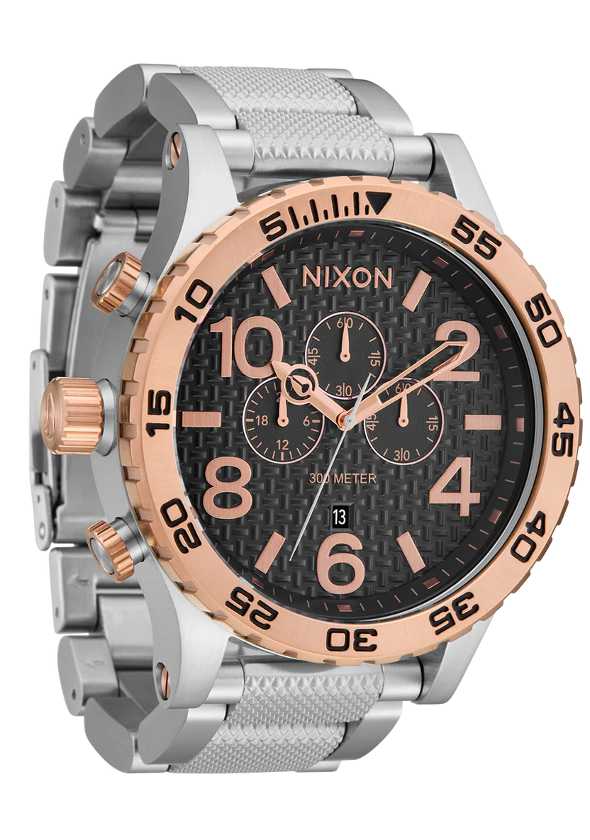 Nixon 51-30 Chrono Silver and Rose Gold Watch