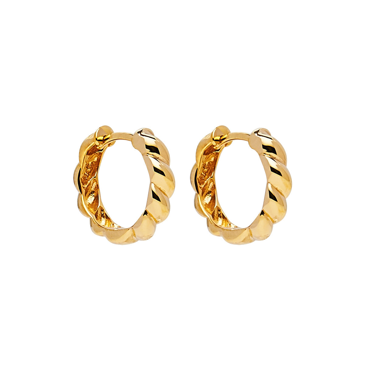 Najo Zippy Twist Yellow Gold Huggie Earrings