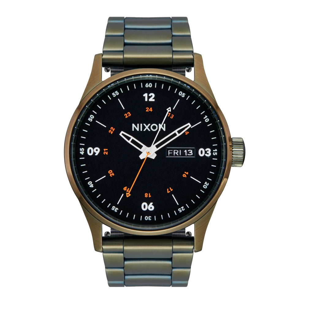 Nixon Sentry Stainless Steel Dark Olive and Black Watch
