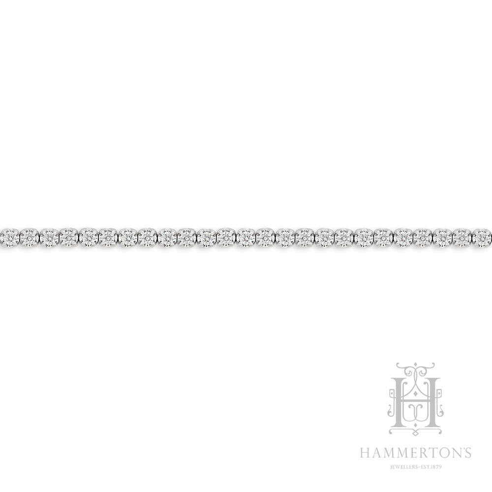 9ct White Gold Natural Diamond Tennis Bracelet, 1ct Total