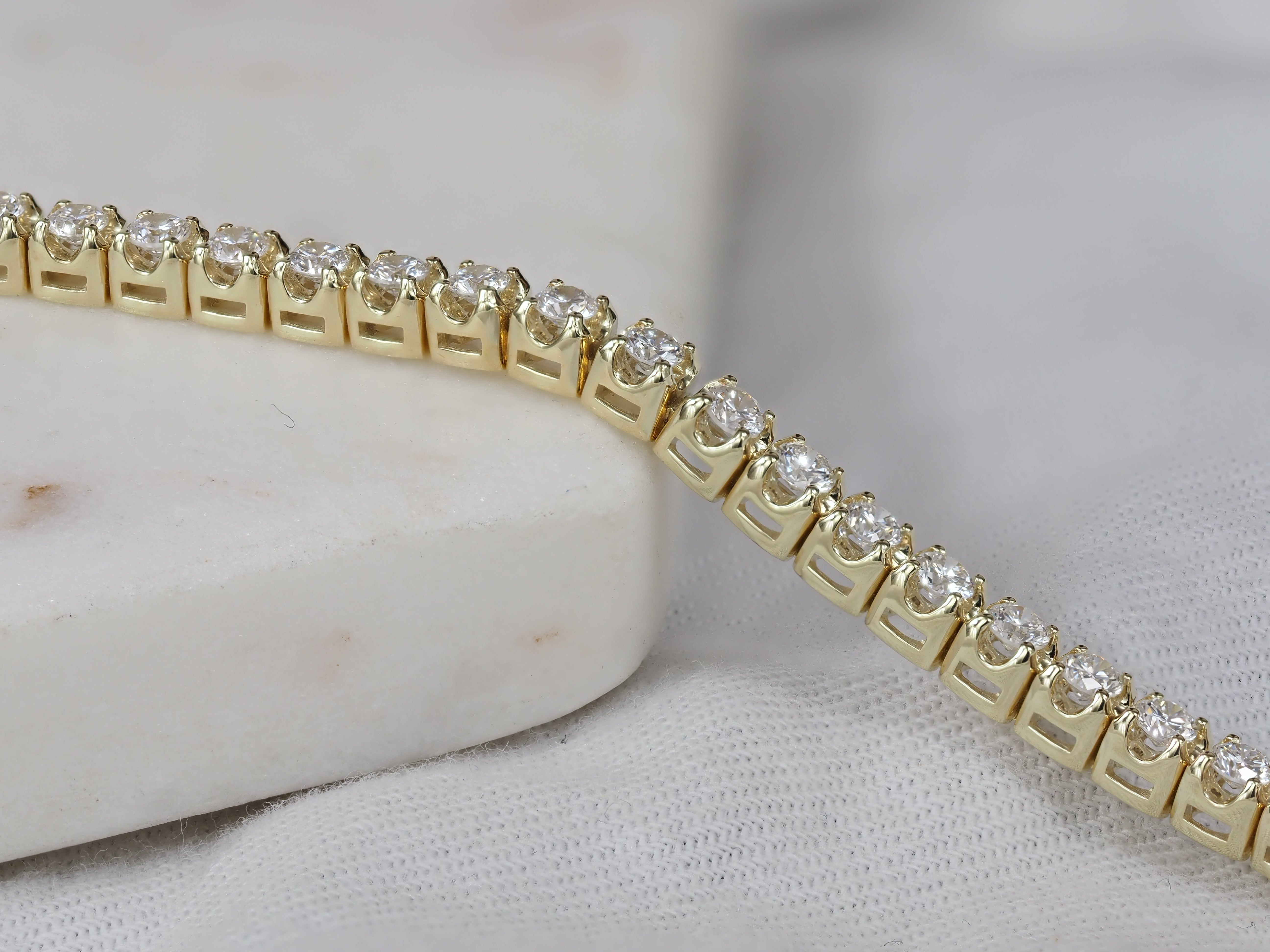 9ct Yellow Gold Lab-Grown Diamond Tennis Bracelet, 3ct Total