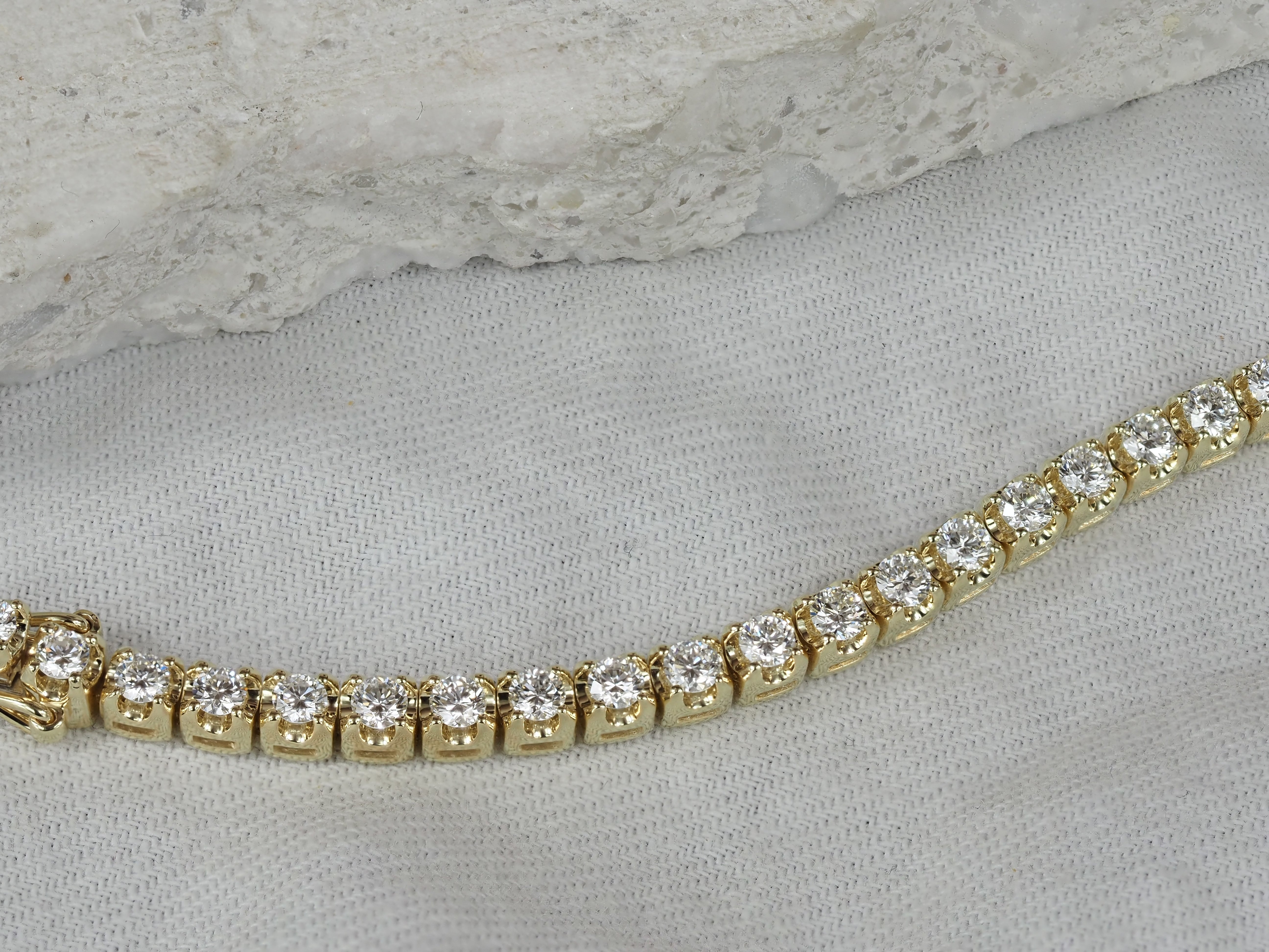 9ct Yellow Gold Lab-Grown Diamond Tennis Bracelet, 3ct Total