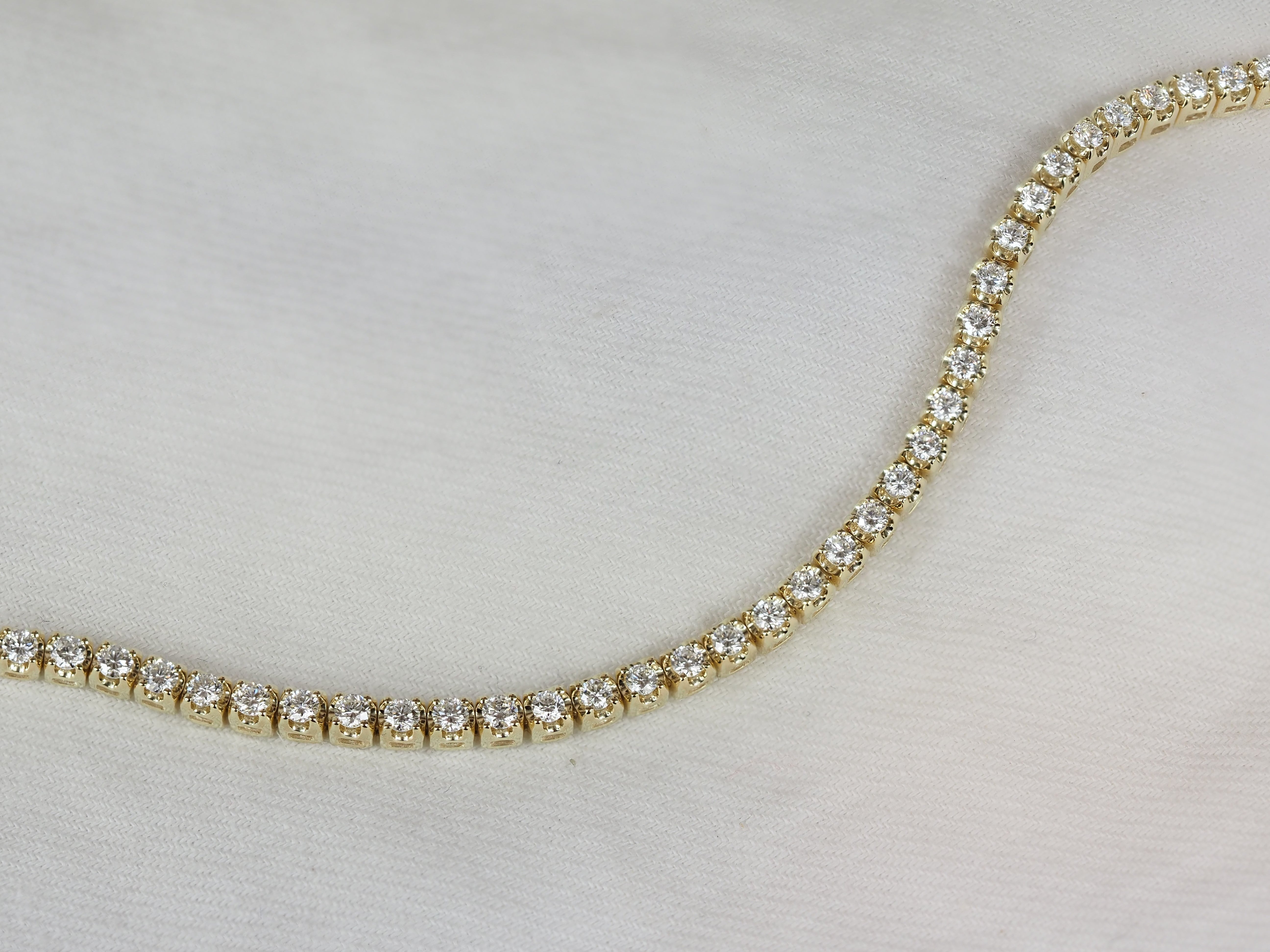 9ct Yellow Gold Natural Diamond Tennis Bracelet, 2ct Total